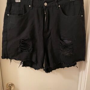 SHEIN Black Distressed Jean Shorts